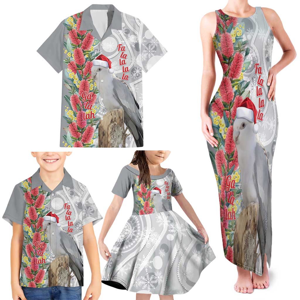Blue Galah Mutation Christmas Australia Family Matching Tank Maxi Dress and Hawaiian Shirt Falalalala Galalah Bottlebrush Grey Aboriginal Art - Aussie Hoodie