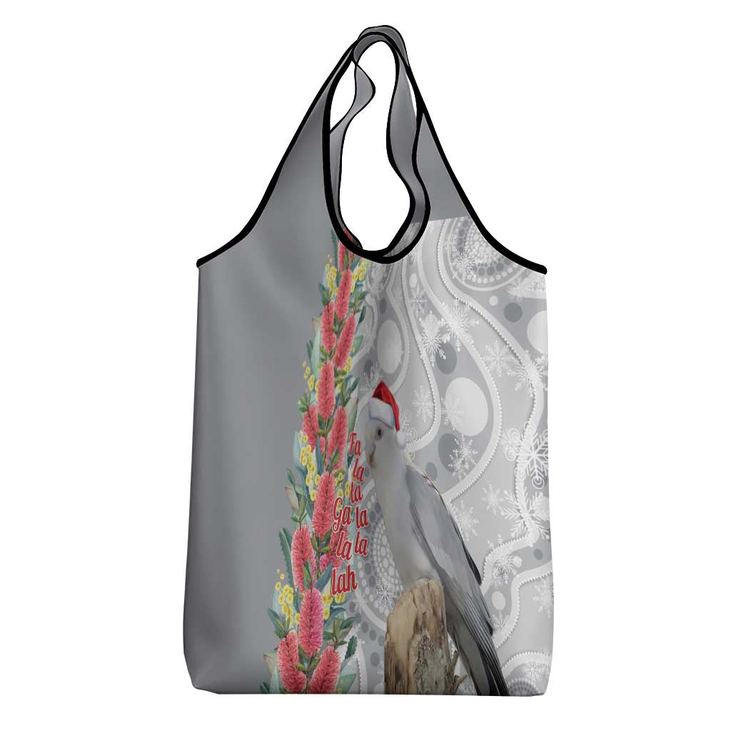 Blue Galah Mutation Christmas Australia Grocery Bag Falalalala Galalah Bottlebrush Grey Aboriginal Art - Aussie Hoodie