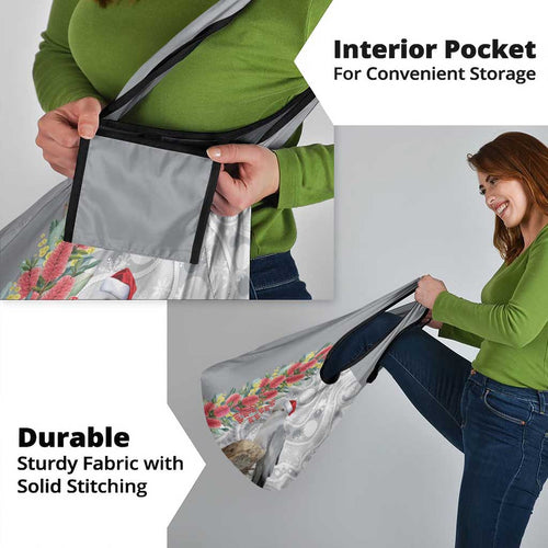 Blue Galah Mutation Christmas Australia Grocery Bag Falalalala Galalah Bottlebrush Grey Aboriginal Art - Aussie Hoodie