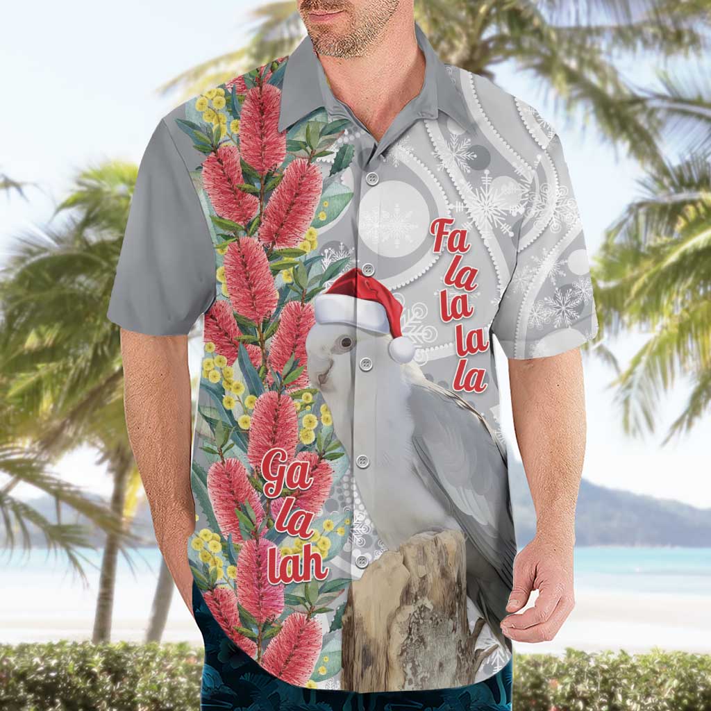 Blue Galah Mutation Christmas Australia Hawaiian Shirt Falalalala Galalah Bottlebrush Grey Aboriginal Art - Aussie Hoodie