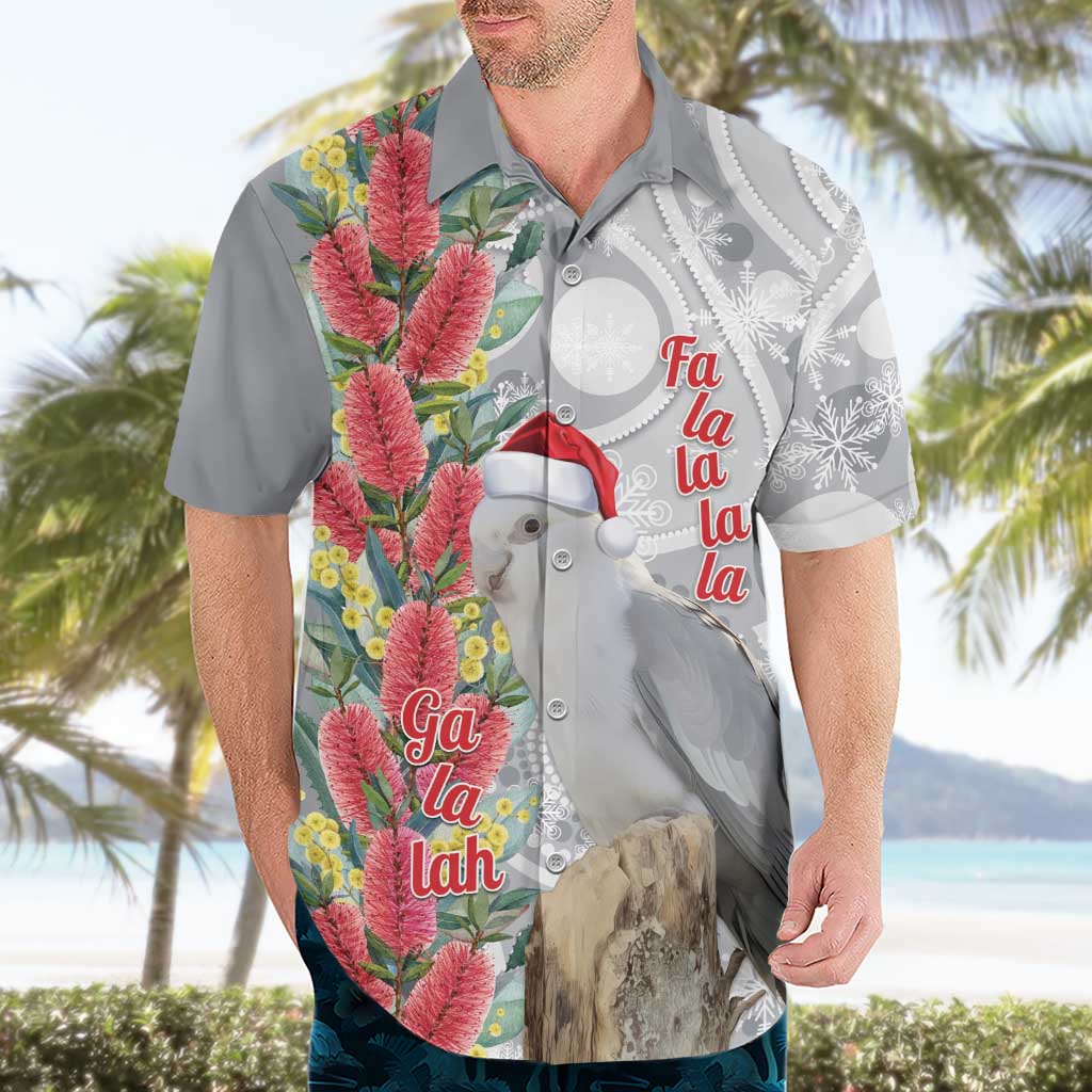 Blue Galah Mutation Christmas Australia Hawaiian Shirt Falalalala Galalah Bottlebrush Grey Aboriginal Art - Aussie Hoodie
