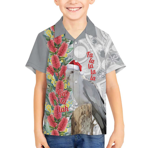 Blue Galah Mutation Christmas Australia Hawaiian Shirt Falalalala Galalah Bottlebrush Grey Aboriginal Art - Aussie Hoodie