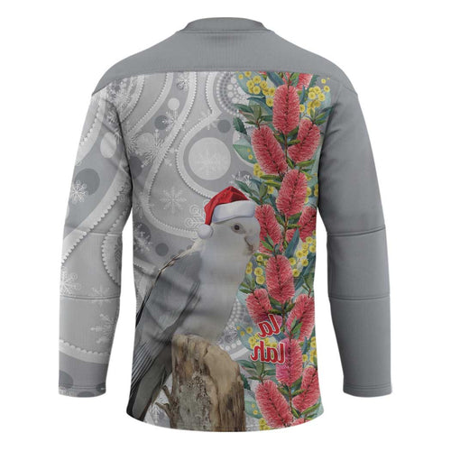 Blue Galah Mutation Christmas Australia Hockey Jersey Falalalala Galalah Bottlebrush Grey Aboriginal Art - Aussie Hoodie