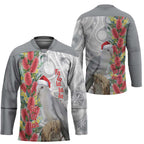 Blue Galah Mutation Christmas Australia Hockey Jersey Falalalala Galalah Bottlebrush Grey Aboriginal Art - Aussie Hoodie