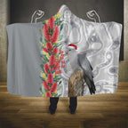 Blue Galah Mutation Christmas Australia Hooded Blanket Falalalala Galalah Bottlebrush Grey Aboriginal Art - Aussie Hoodie