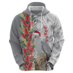 Blue Galah Mutation Christmas Australia Hoodie Falalalala Galalah Bottlebrush Grey Aboriginal Art - Aussie Hoodie