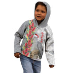 Blue Galah Mutation Christmas Australia Kid Hoodie Falalalala Galalah Bottlebrush Grey Aboriginal Art - Aussie Hoodie