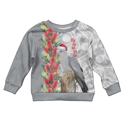 Blue Galah Mutation Christmas Australia Kid Ugly Christmas Sweater Falalalala Galalah Bottlebrush Grey Aboriginal Art - Aussie Hoodie