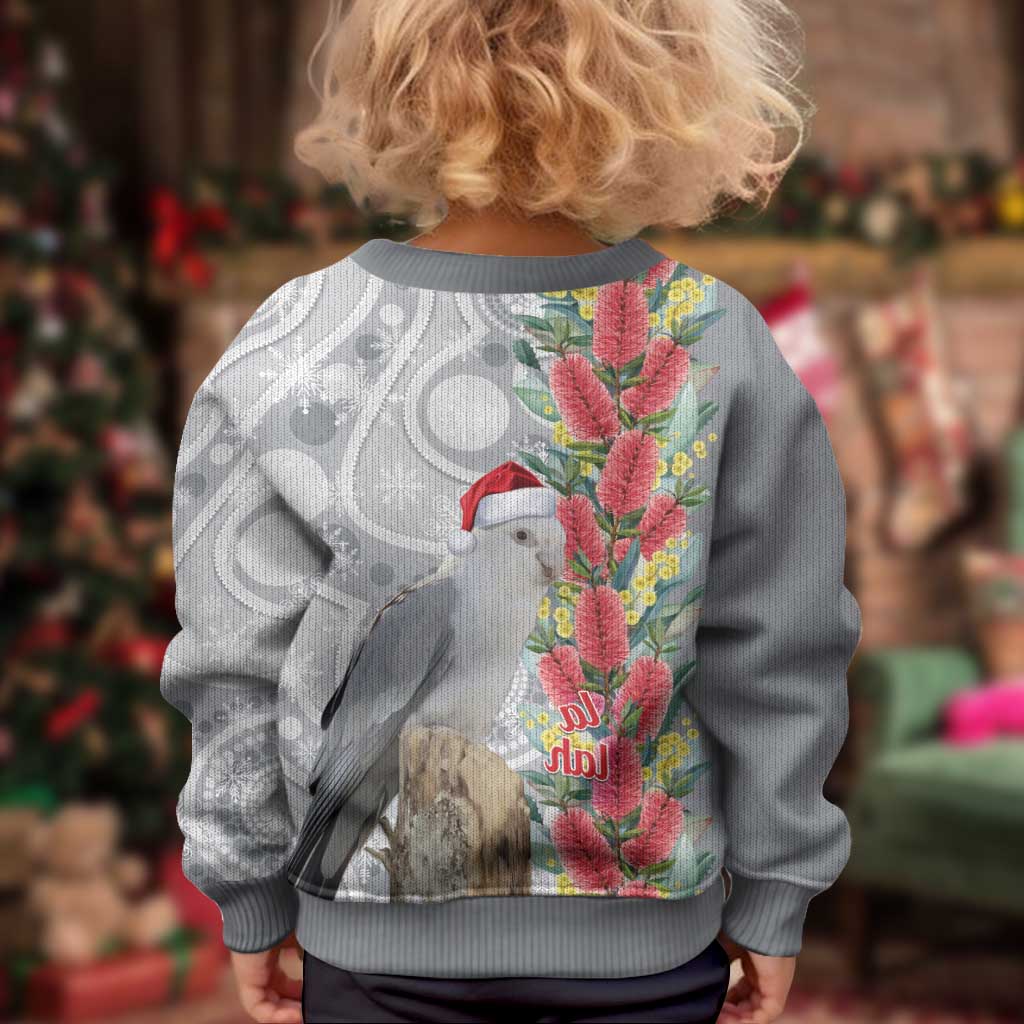 Blue Galah Mutation Christmas Australia Kid Ugly Christmas Sweater Falalalala Galalah Bottlebrush Grey Aboriginal Art - Aussie Hoodie