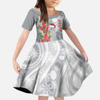 Blue Galah Mutation Christmas Australia Kid Short Sleeve Dress Falalalala Galalah Bottlebrush Grey Aboriginal Art - Aussie Hoodie