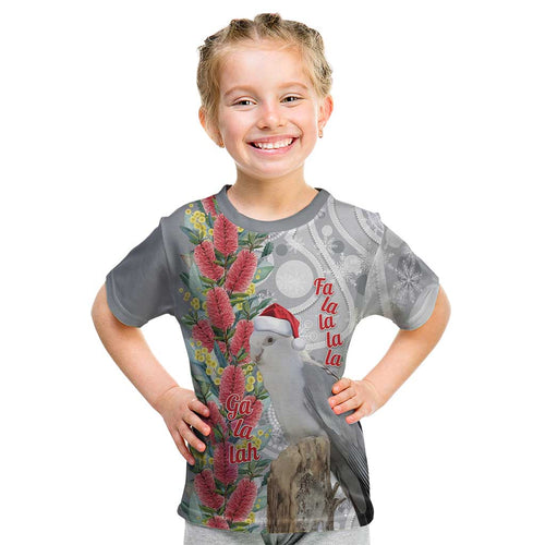 Blue Galah Mutation Christmas Australia Kid T Shirt Falalalala Galalah Bottlebrush Grey Aboriginal Art - Aussie Hoodie