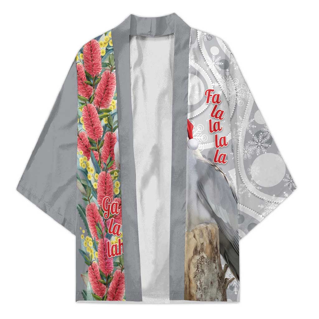 Blue Galah Mutation Christmas Australia Kimono Falalalala Galalah Bottlebrush Grey Aboriginal Art - Aussie Hoodie