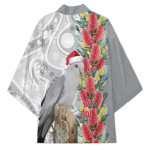 Blue Galah Mutation Christmas Australia Kimono Falalalala Galalah Bottlebrush Grey Aboriginal Art - Aussie Hoodie