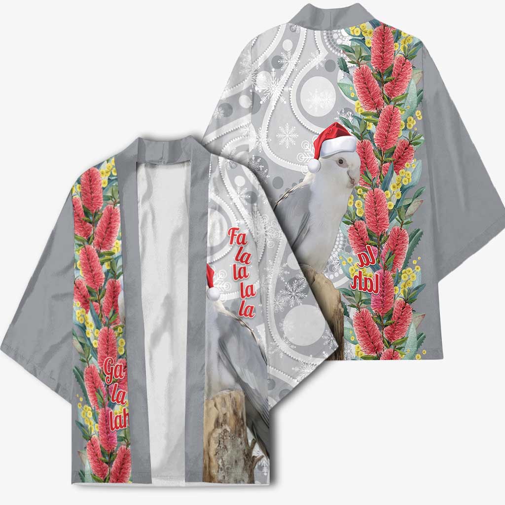 Blue Galah Mutation Christmas Australia Kimono Falalalala Galalah Bottlebrush Grey Aboriginal Art - Aussie Hoodie