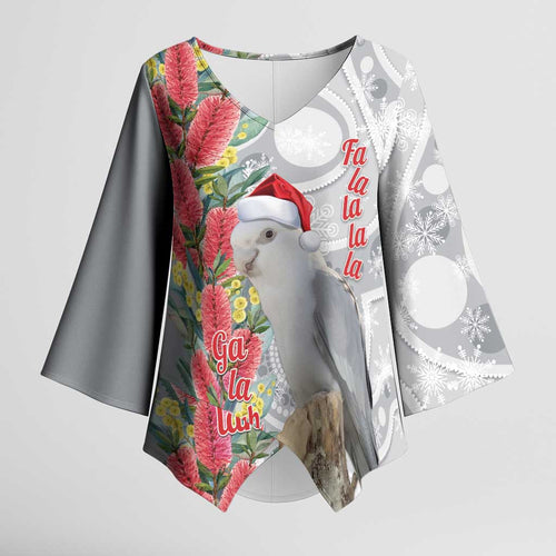 Blue Galah Mutation Christmas Australia Kimono Sleeve Blouse Falalalala Galalah Bottlebrush Grey Aboriginal Art - Aussie Hoodie