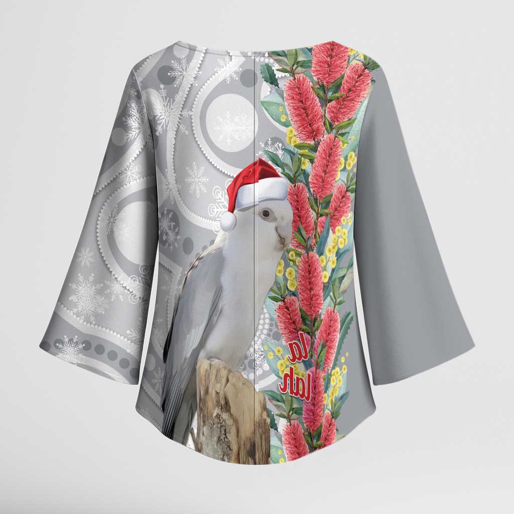 Blue Galah Mutation Christmas Australia Kimono Sleeve Blouse Falalalala Galalah Bottlebrush Grey Aboriginal Art - Aussie Hoodie