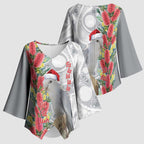 Blue Galah Mutation Christmas Australia Kimono Sleeve Blouse Falalalala Galalah Bottlebrush Grey Aboriginal Art - Aussie Hoodie