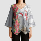 Blue Galah Mutation Christmas Australia Kimono Sleeve Blouse Falalalala Galalah Bottlebrush Grey Aboriginal Art - Aussie Hoodie