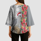 Blue Galah Mutation Christmas Australia Kimono Sleeve Blouse Falalalala Galalah Bottlebrush Grey Aboriginal Art - Aussie Hoodie