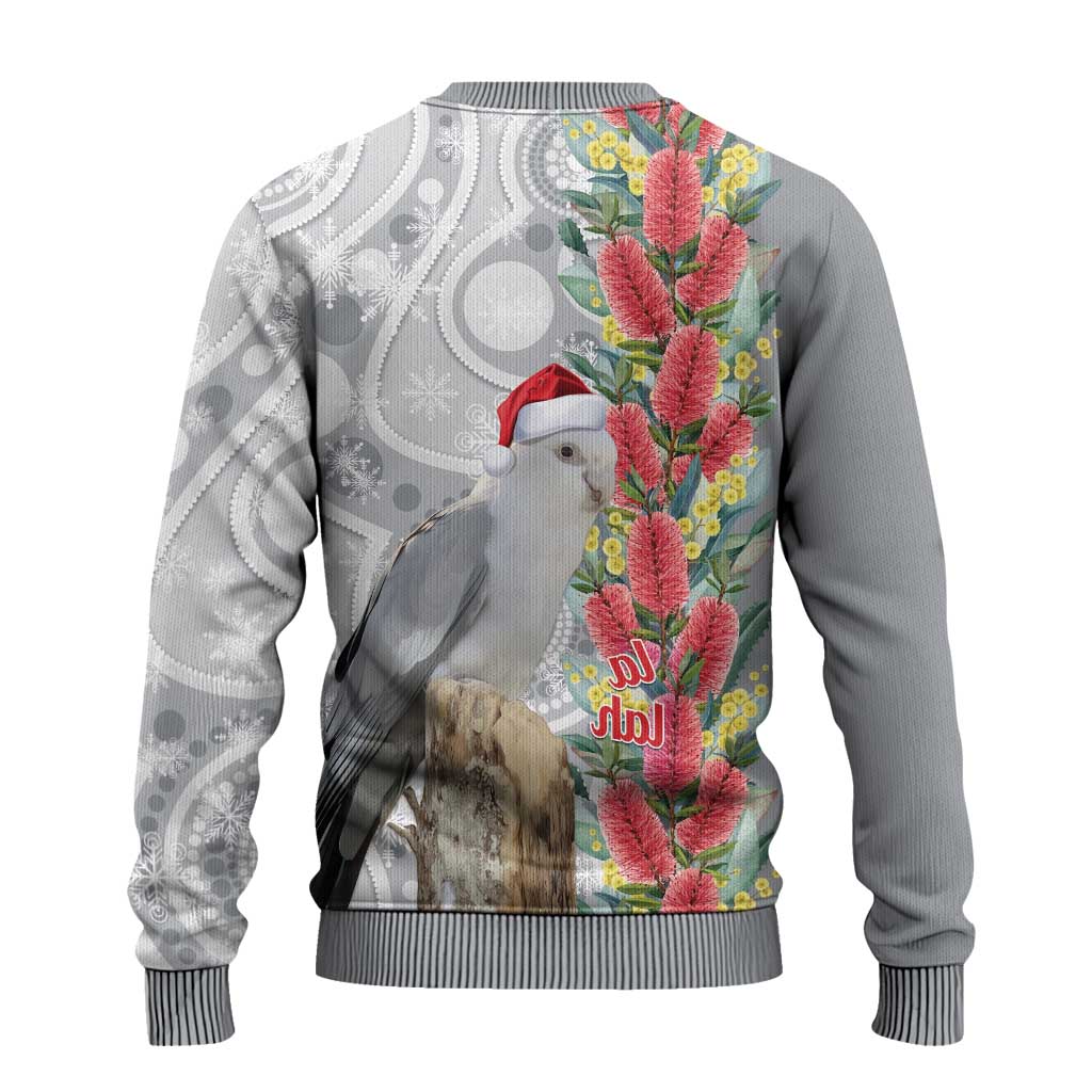 Blue Galah Mutation Christmas Australia Ugly Christmas Sweater Falalalala Galalah Bottlebrush Grey Aboriginal Art - Aussie Hoodie