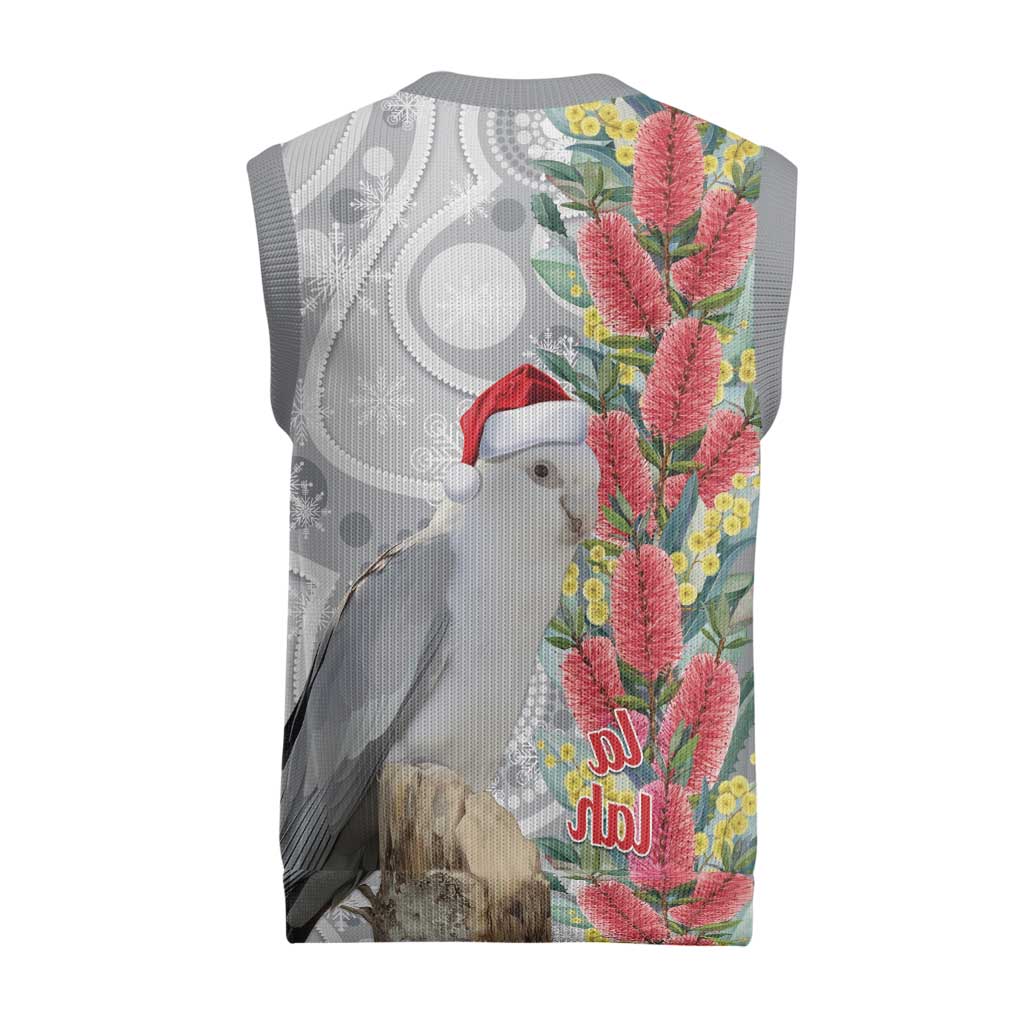 Blue Galah Mutation Christmas Australia Christmas Knitted V-Neck Vest Falalalala Galalah Bottlebrush Grey Aboriginal Art - Aussie Hoodie
