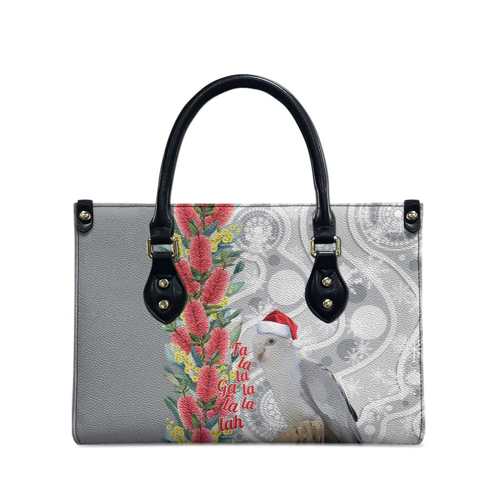 Blue Galah Mutation Christmas Australia Leather Bag Falalalala Galalah Bottlebrush Grey Aboriginal Art - Aussie Hoodie