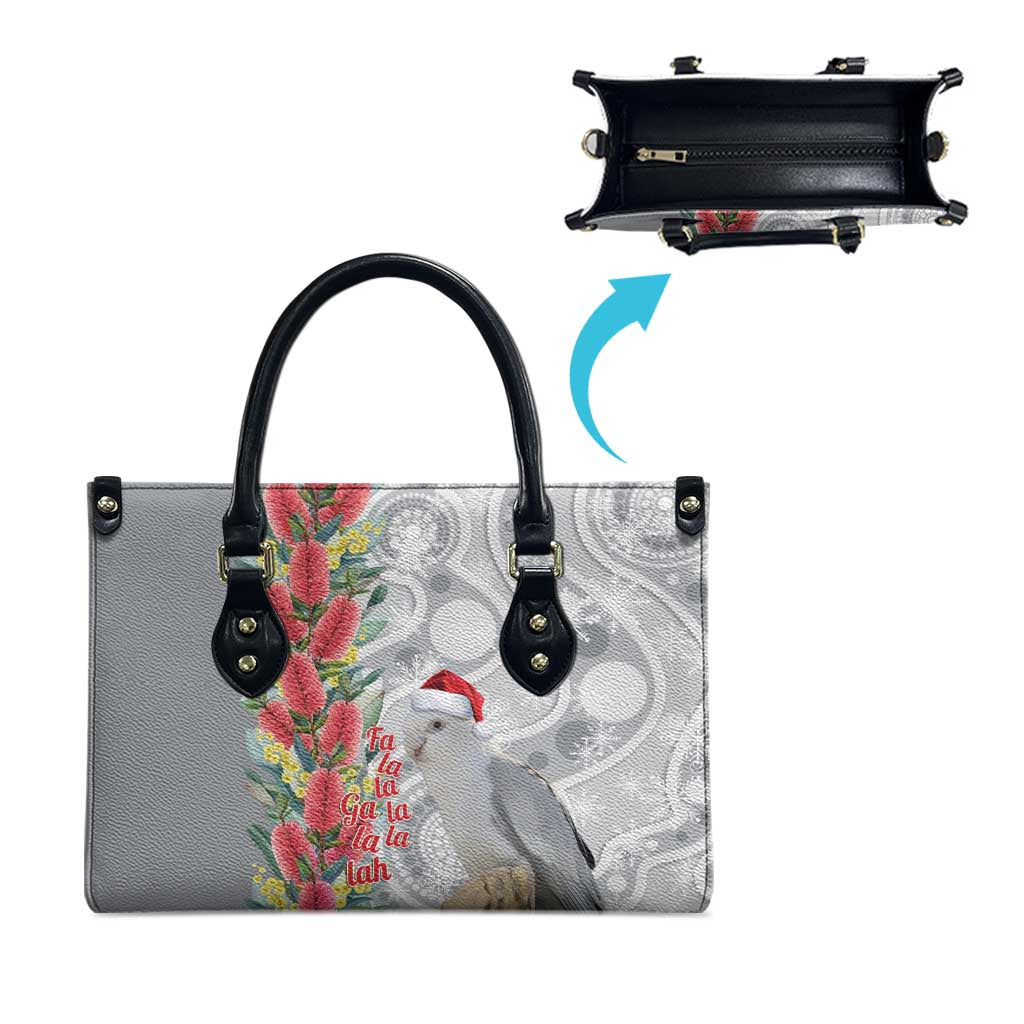 Blue Galah Mutation Christmas Australia Leather Bag Falalalala Galalah Bottlebrush Grey Aboriginal Art - Aussie Hoodie