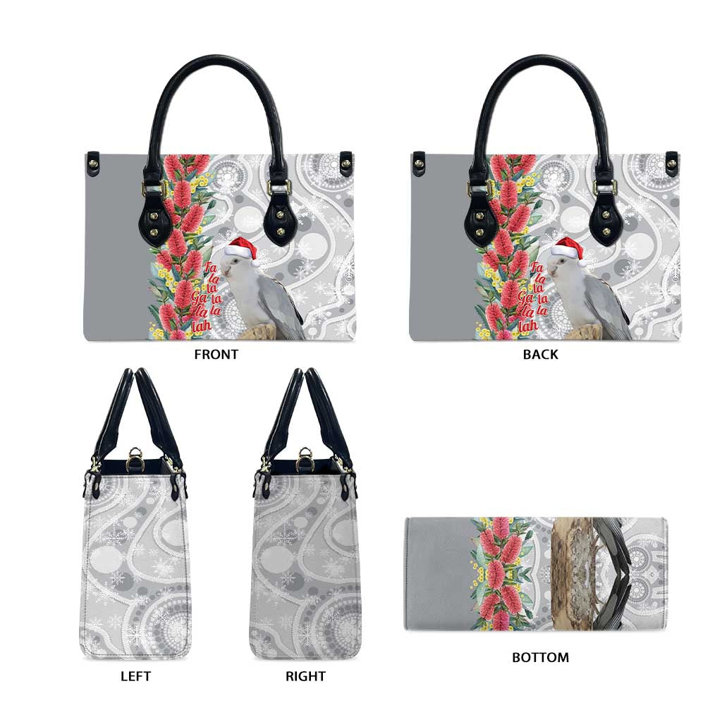 Blue Galah Mutation Christmas Australia Leather Bag Falalalala Galalah Bottlebrush Grey Aboriginal Art - Aussie Hoodie