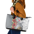 Blue Galah Mutation Christmas Australia Leather Tote Bag Falalalala Galalah Bottlebrush Grey Aboriginal Art - Aussie Hoodie