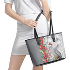 Blue Galah Mutation Christmas Australia Leather Tote Bag Falalalala Galalah Bottlebrush Grey Aboriginal Art - Aussie Hoodie
