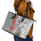 Blue Galah Mutation Christmas Australia Leather Tote Bag Falalalala Galalah Bottlebrush Grey Aboriginal Art - Aussie Hoodie