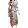 Blue Galah Mutation Christmas Australia Long Sleeve Bodycon Dress Falalalala Galalah Bottlebrush Grey Aboriginal Art - Aussie Hoodie