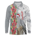 Blue Galah Mutation Christmas Australia Long Sleeve Polo Shirt Falalalala Galalah Bottlebrush Grey Aboriginal Art - Aussie Hoodie