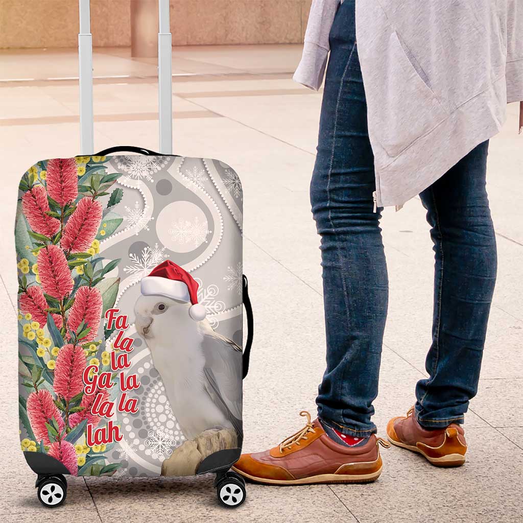 Blue Galah Mutation Christmas Australia Luggage Cover Falalalala Galalah Bottlebrush Grey Aboriginal Art - Aussie Hoodie
