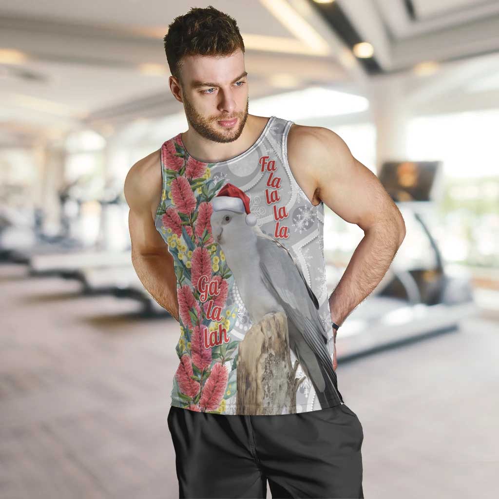 Blue Galah Mutation Christmas Australia Men Tank Top Falalalala Galalah Bottlebrush Grey Aboriginal Art - Aussie Hoodie