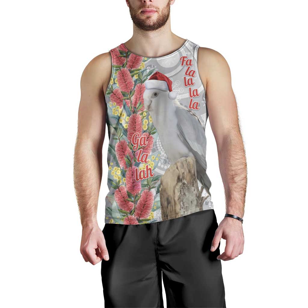 Blue Galah Mutation Christmas Australia Men Tank Top Falalalala Galalah Bottlebrush Grey Aboriginal Art - Aussie Hoodie