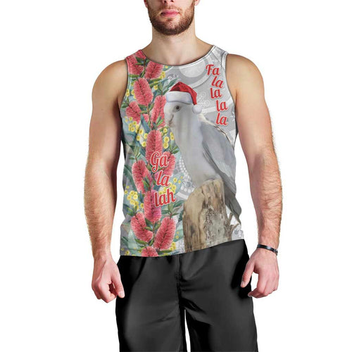 Blue Galah Mutation Christmas Australia Men Tank Top Falalalala Galalah Bottlebrush Grey Aboriginal Art - Aussie Hoodie