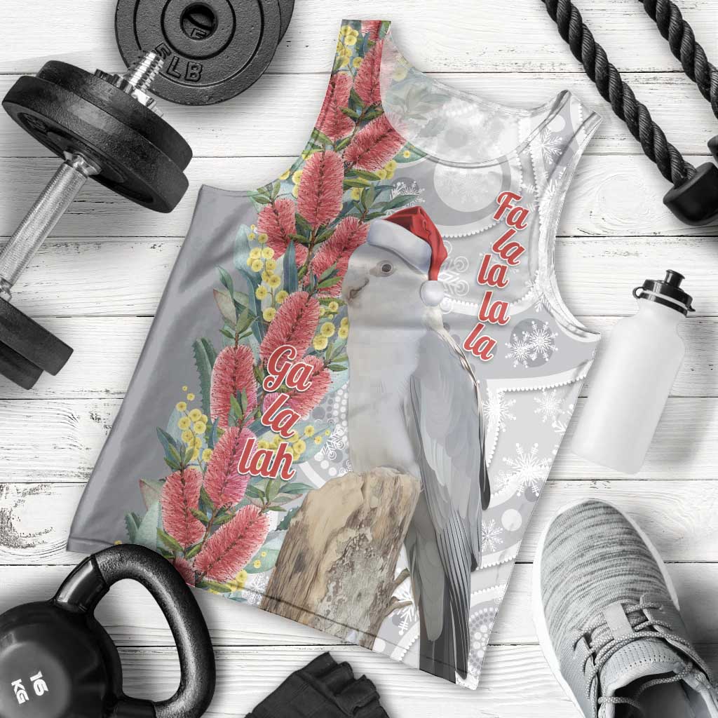 Blue Galah Mutation Christmas Australia Men Tank Top Falalalala Galalah Bottlebrush Grey Aboriginal Art - Aussie Hoodie