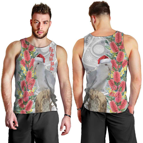 Blue Galah Mutation Christmas Australia Men Tank Top Falalalala Galalah Bottlebrush Grey Aboriginal Art - Aussie Hoodie