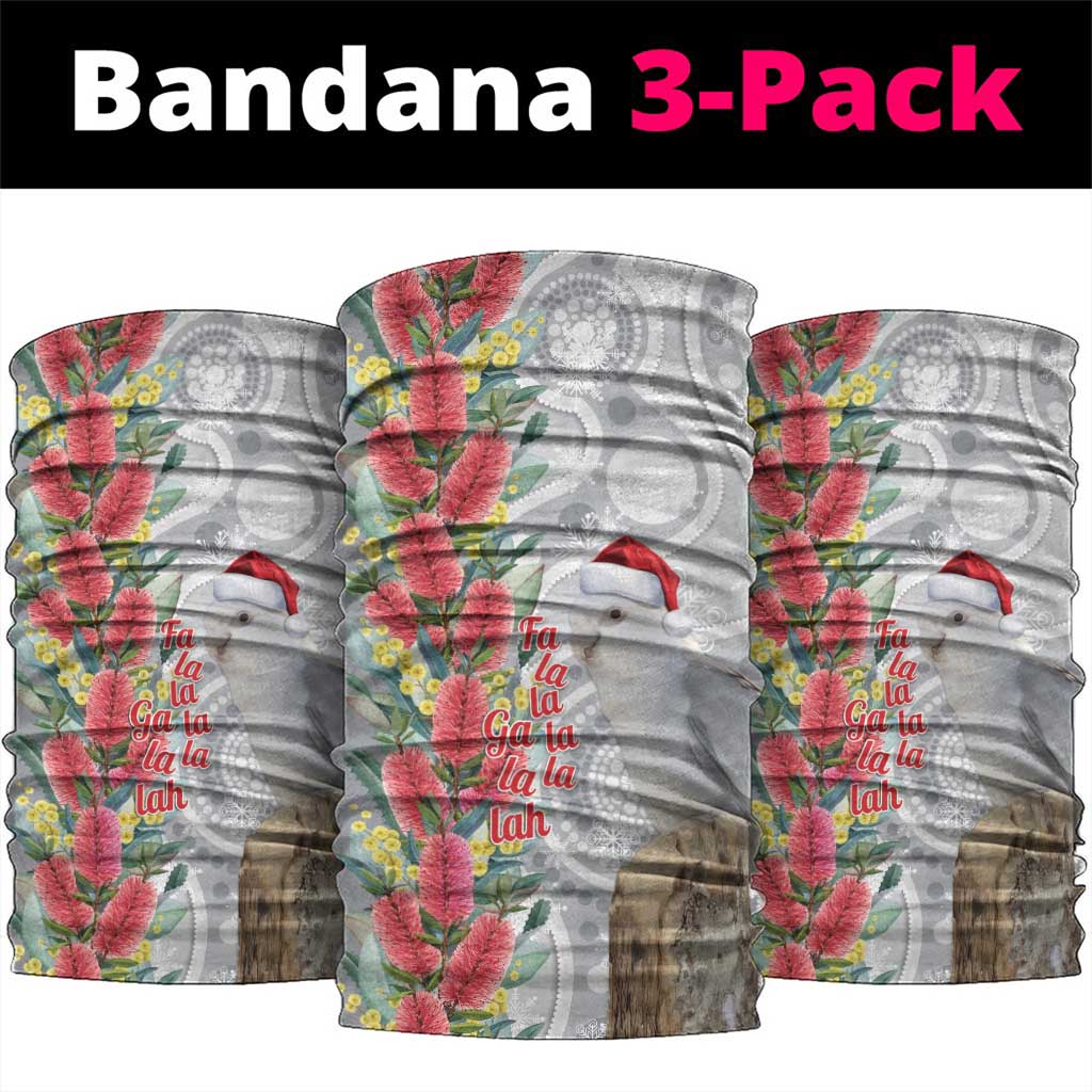 Blue Galah Mutation Christmas Australia Neck Gaiter Falalalala Galalah Bottlebrush Grey Aboriginal Art - Aussie Hoodie