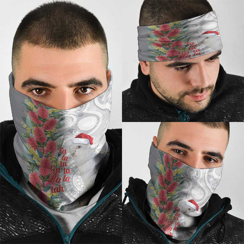 Blue Galah Mutation Christmas Australia Neck Gaiter Falalalala Galalah Bottlebrush Grey Aboriginal Art - Aussie Hoodie