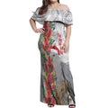Blue Galah Mutation Christmas Australia Off Shoulder Maxi Dress Falalalala Galalah Bottlebrush Grey Aboriginal Art - Aussie Hoodie