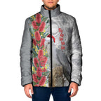 Blue Galah Mutation Christmas Australia Padded Jacket Falalalala Galalah Bottlebrush Grey Aboriginal Art - Aussie Hoodie
