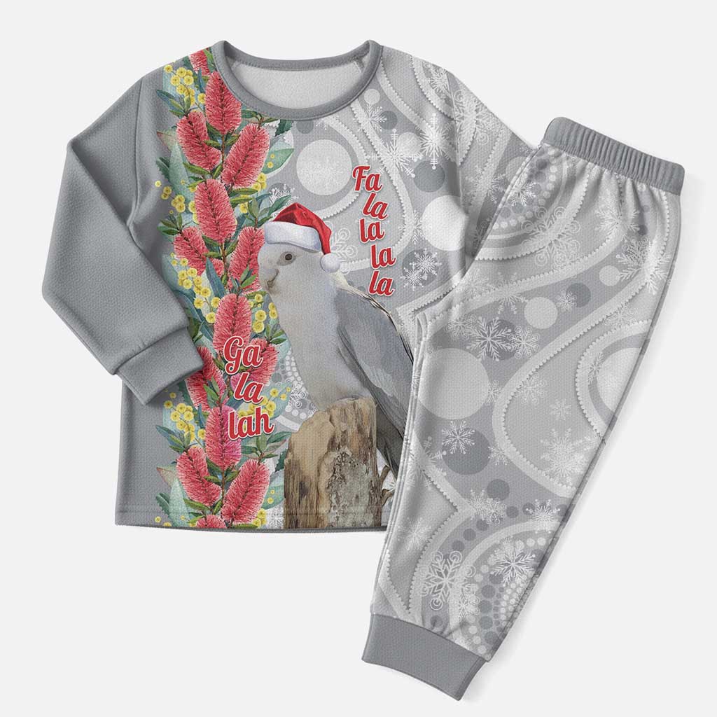 Blue Galah Mutation Christmas Australia Christmas Pajama Set Falalalala Galalah Bottlebrush Grey Aboriginal Art - Aussie Hoodie