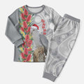 Blue Galah Mutation Christmas Australia Christmas Pajama Set Falalalala Galalah Bottlebrush Grey Aboriginal Art - Aussie Hoodie