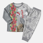 Blue Galah Mutation Christmas Australia Christmas Pajama Set Falalalala Galalah Bottlebrush Grey Aboriginal Art - Aussie Hoodie