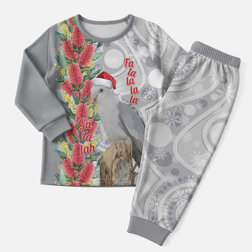 Blue Galah Mutation Christmas Australia Christmas Pajama Set Falalalala Galalah Bottlebrush Grey Aboriginal Art - Aussie Hoodie