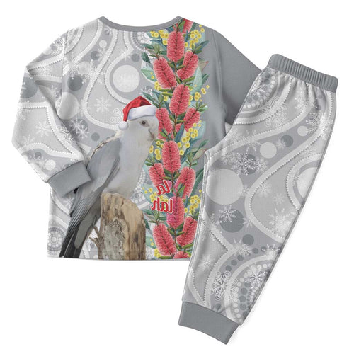 Blue Galah Mutation Christmas Australia Christmas Pajama Set Falalalala Galalah Bottlebrush Grey Aboriginal Art - Aussie Hoodie