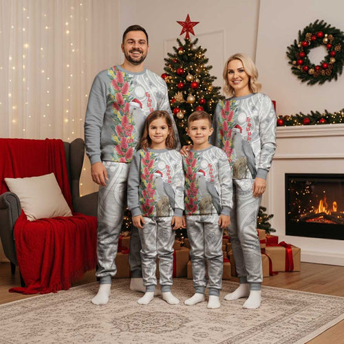 Blue Galah Mutation Christmas Australia Christmas Pajama Set Falalalala Galalah Bottlebrush Grey Aboriginal Art - Aussie Hoodie