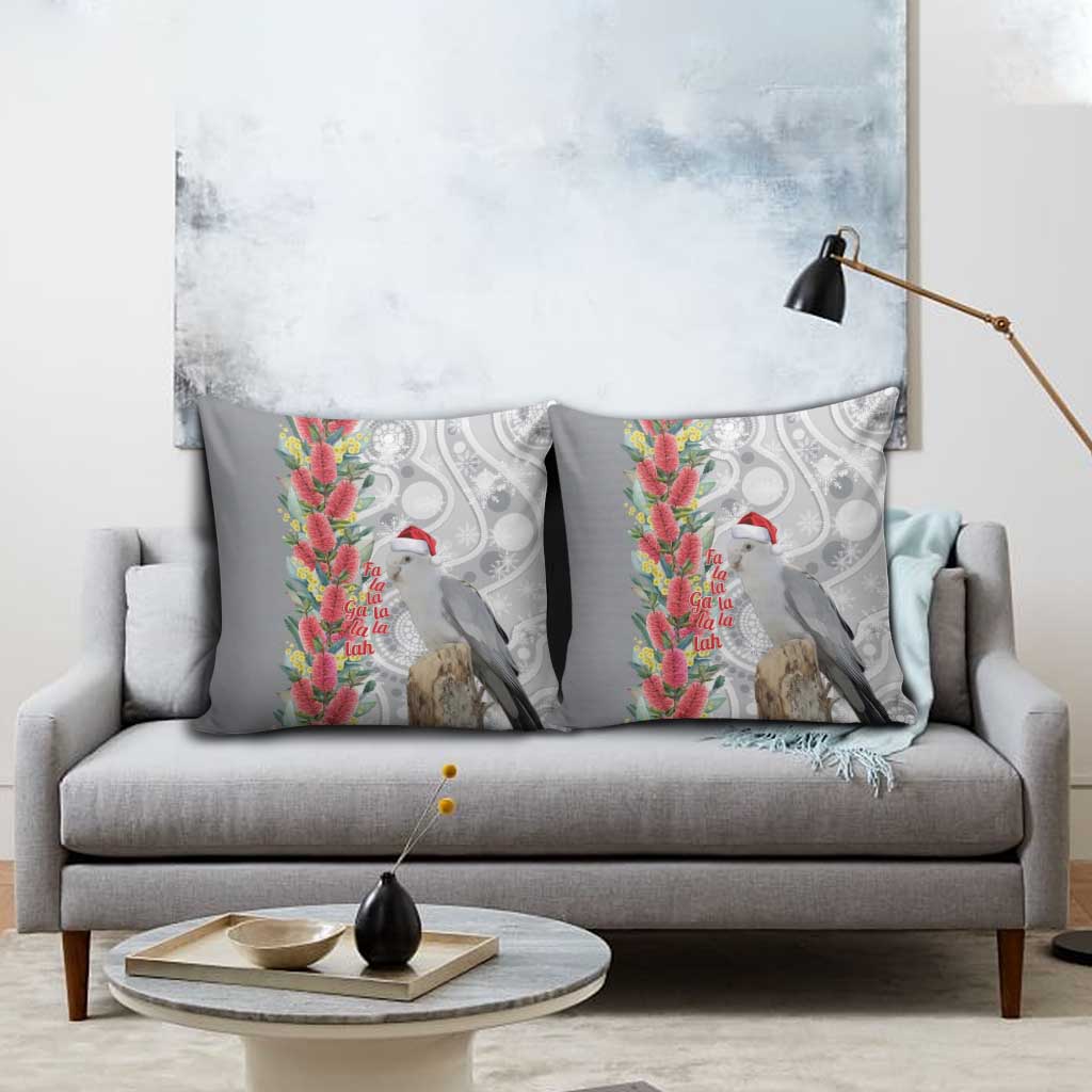 Blue Galah Mutation Christmas Australia Pillow Cover Falalalala Galalah Bottlebrush Grey Aboriginal Art - Aussie Hoodie